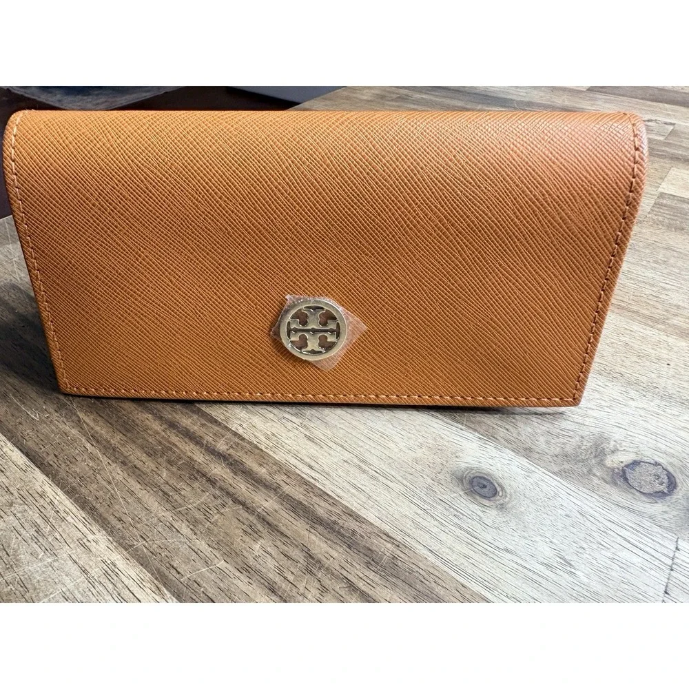 Tory Burch Sunglasses Case Faux Leather Textured Orange